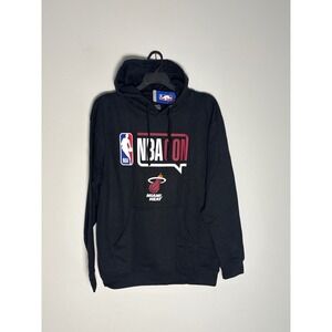 NBA Con Miami Heat Hoodie Mens Large Black Graphic Pullover Sweatshirt 02BLK4000